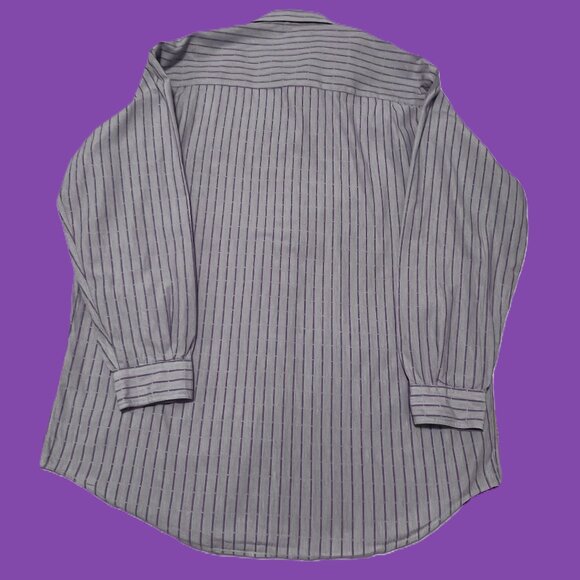 V2 by Versace Men's Buttoned-down Shirt, 15.5 R, Preppy, Gray/Purple Stripes - Picture 2 of 7